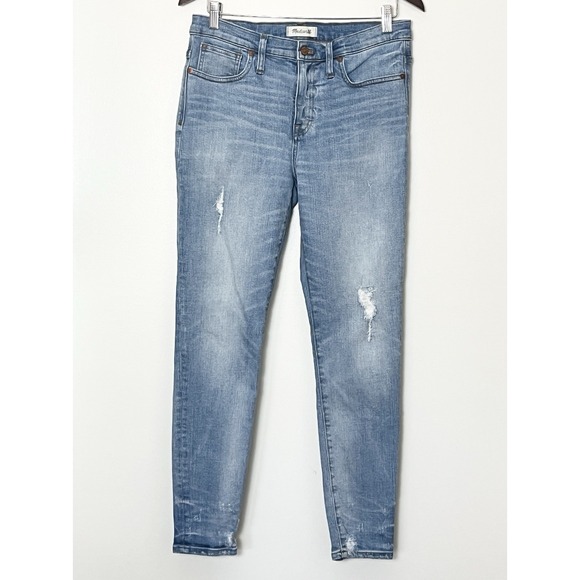 Madewell Jeans Women's 30 Distressed 9" Mid-Rise Skinny Preppy Upscale Stretch - Picture 2 of 7